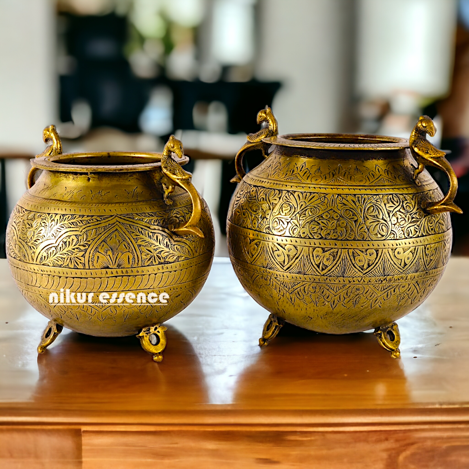 Pure Brass 2 Pair Matka Pot - 13 inches Nikuressence