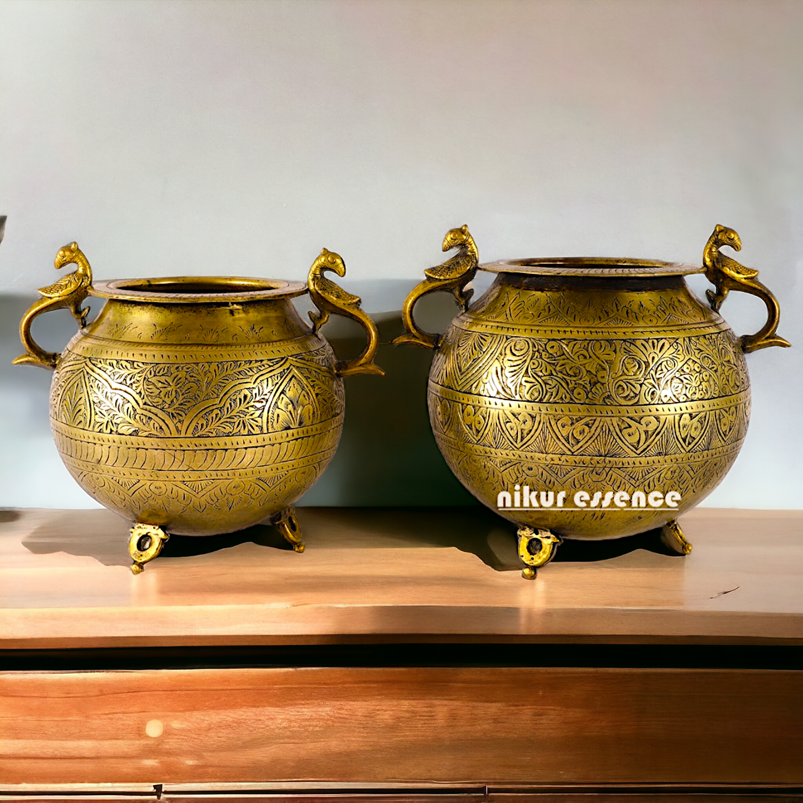 Pure Brass 2 Pair Matka Pot - 13 inches Nikuressence