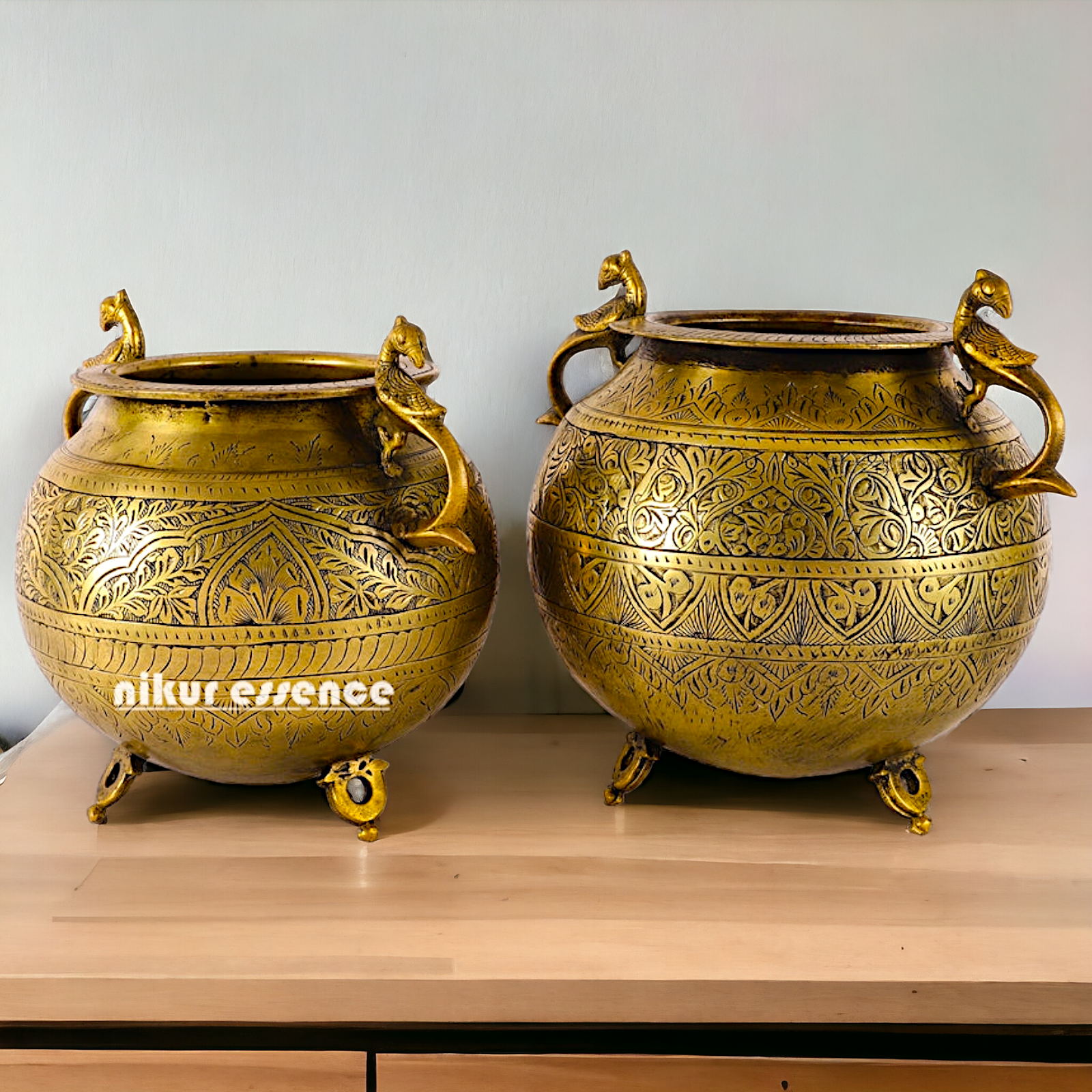 Pure Brass 2 Pair Matka Pot - 13 inches Nikuressence