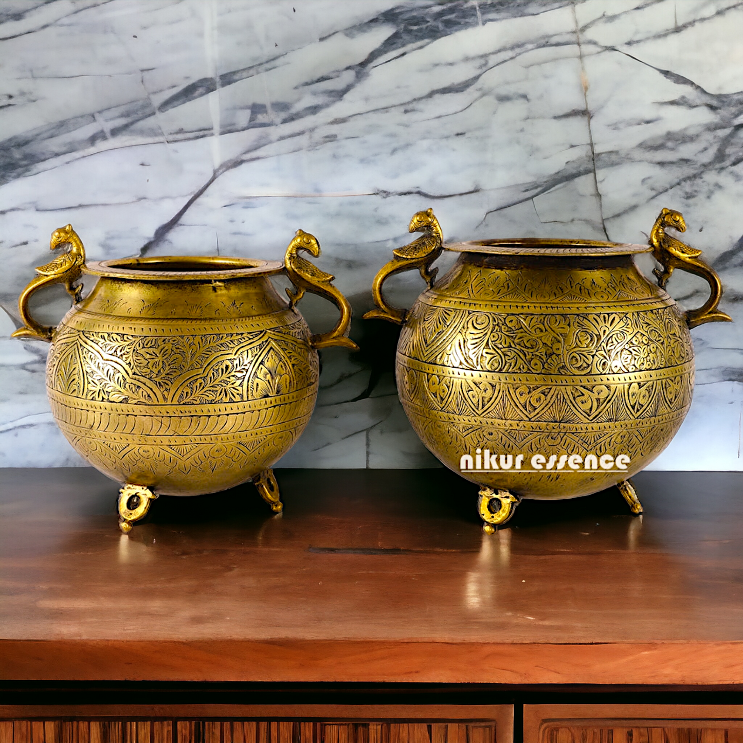 Pure Brass 2 Pair Matka Pot - 13 inches Nikuressence