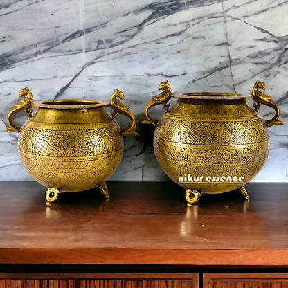 Pure Brass 2 Pair Matka Pot - 13 inches Nikuressence