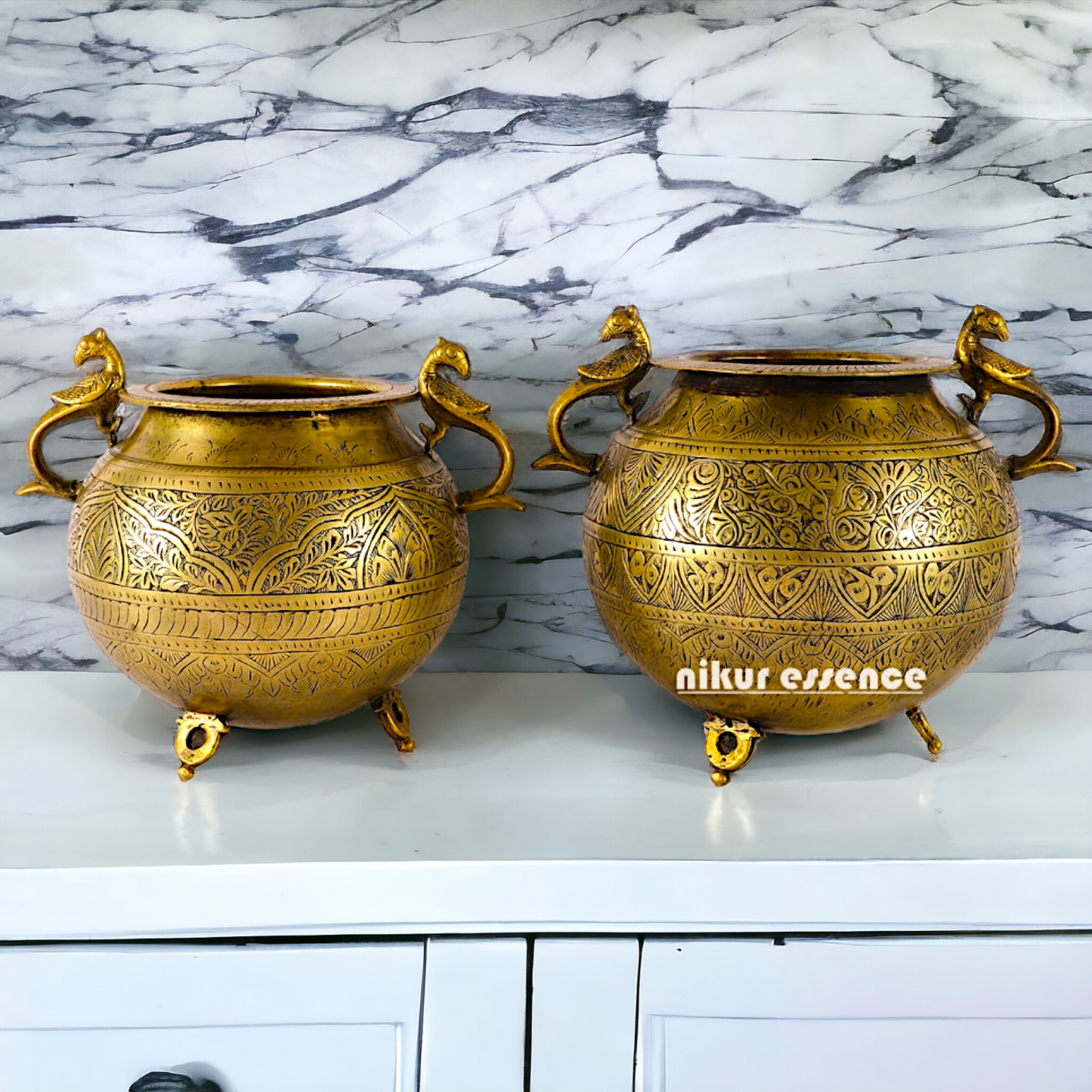 Pure Brass 2 Pair Matka Pot - 13 inches Nikuressence
