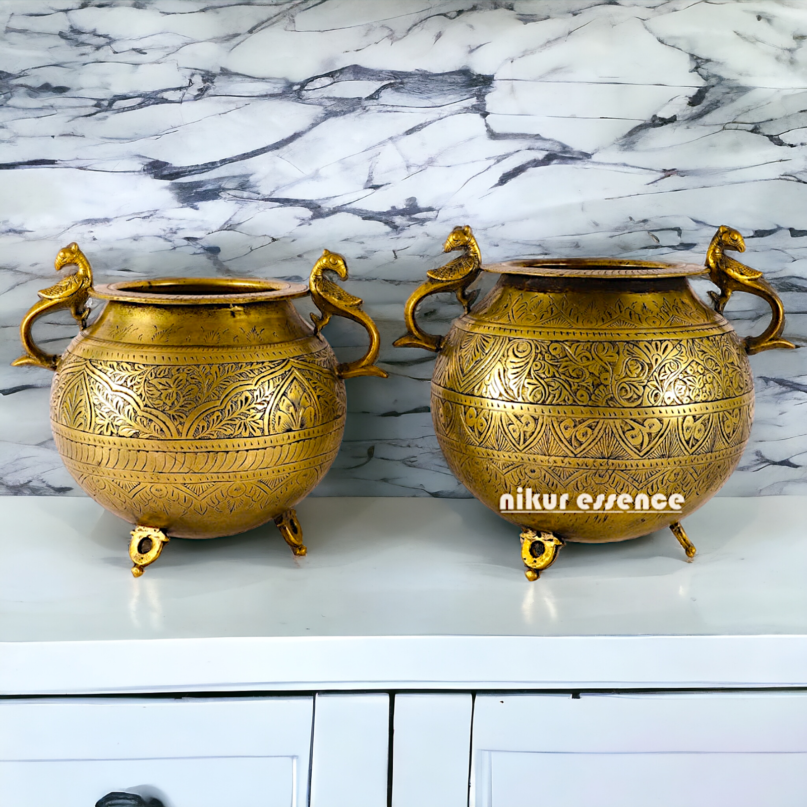 Pure Brass 2 Pair Matka Pot - 13 inches Nikuressence