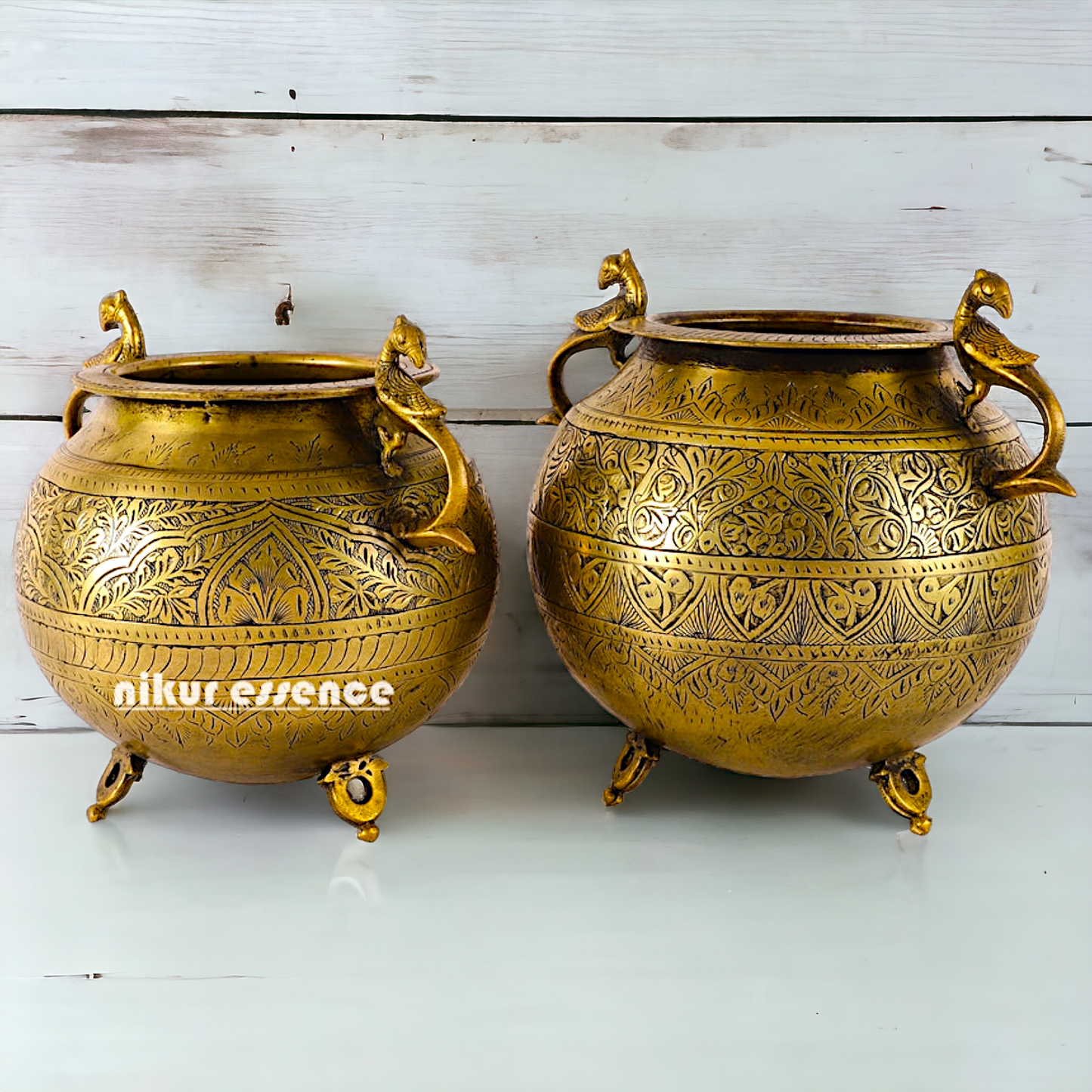 Pure Brass 2 Pair Matka Pot - 13 inches Nikuressence