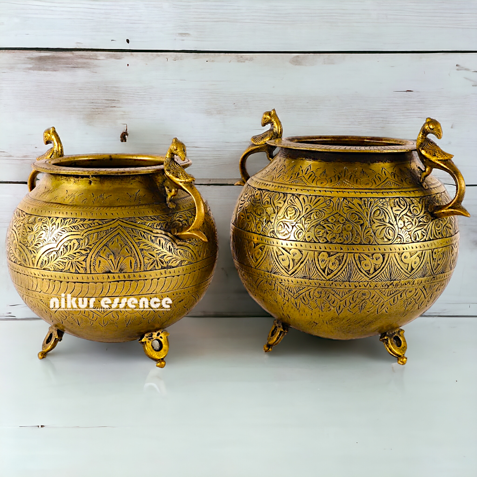 Pure Brass 2 Pair Matka Pot - 13 inches Nikuressence