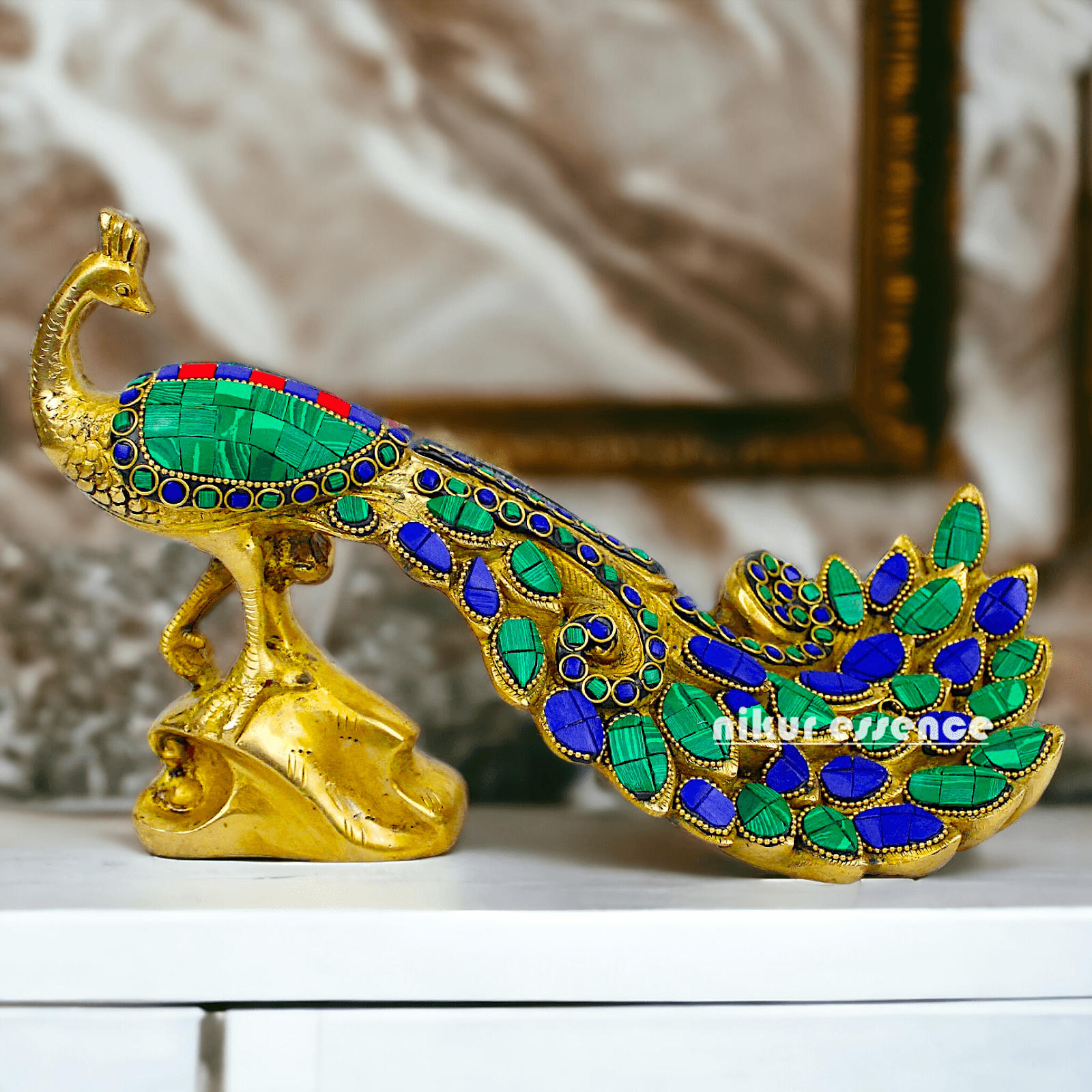 Buy Brass Peacock Figurine , Exquisite Detailed Handcrafted Metal Art, Perfect for Home Décor and Collectors Nikuressence