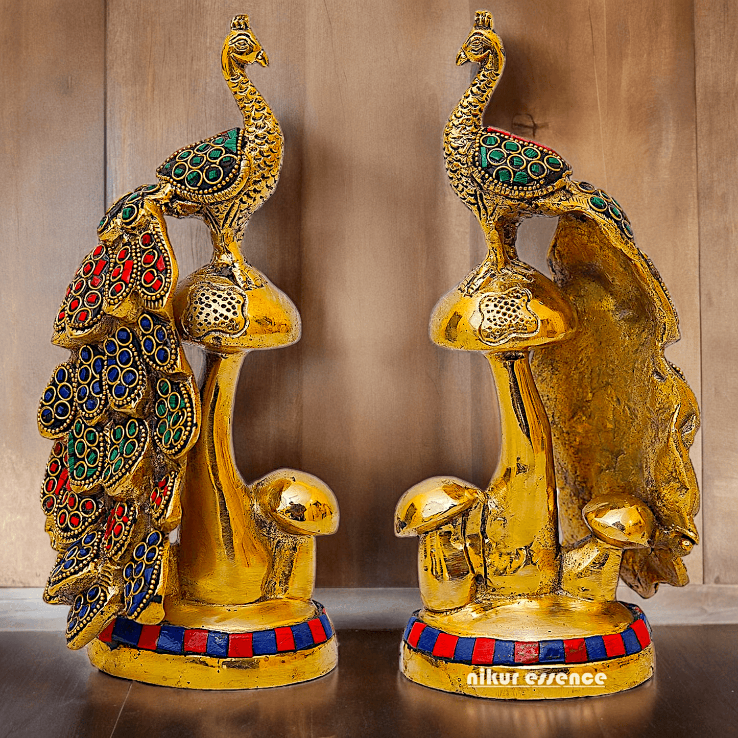 Buy brass 21.6 cm Peacock Statue with Glossy Finish - Elegant Handcrafted Sculpture Nikuressence