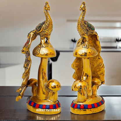 Buy brass 21.6 cm Peacock Statue with Glossy Finish - Elegant Handcrafted Sculpture Nikuressence