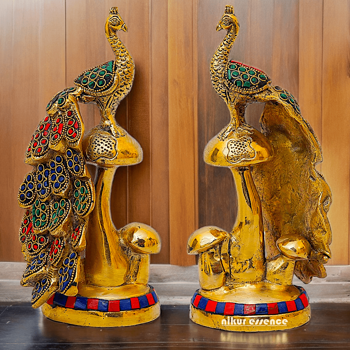 Buy brass 21.6 cm Peacock Statue with Glossy Finish - Elegant Handcrafted Sculpture Nikuressence