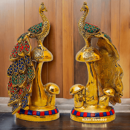 Buy brass 21.6 cm Peacock Statue with Glossy Finish - Elegant Handcrafted Sculpture Nikuressence