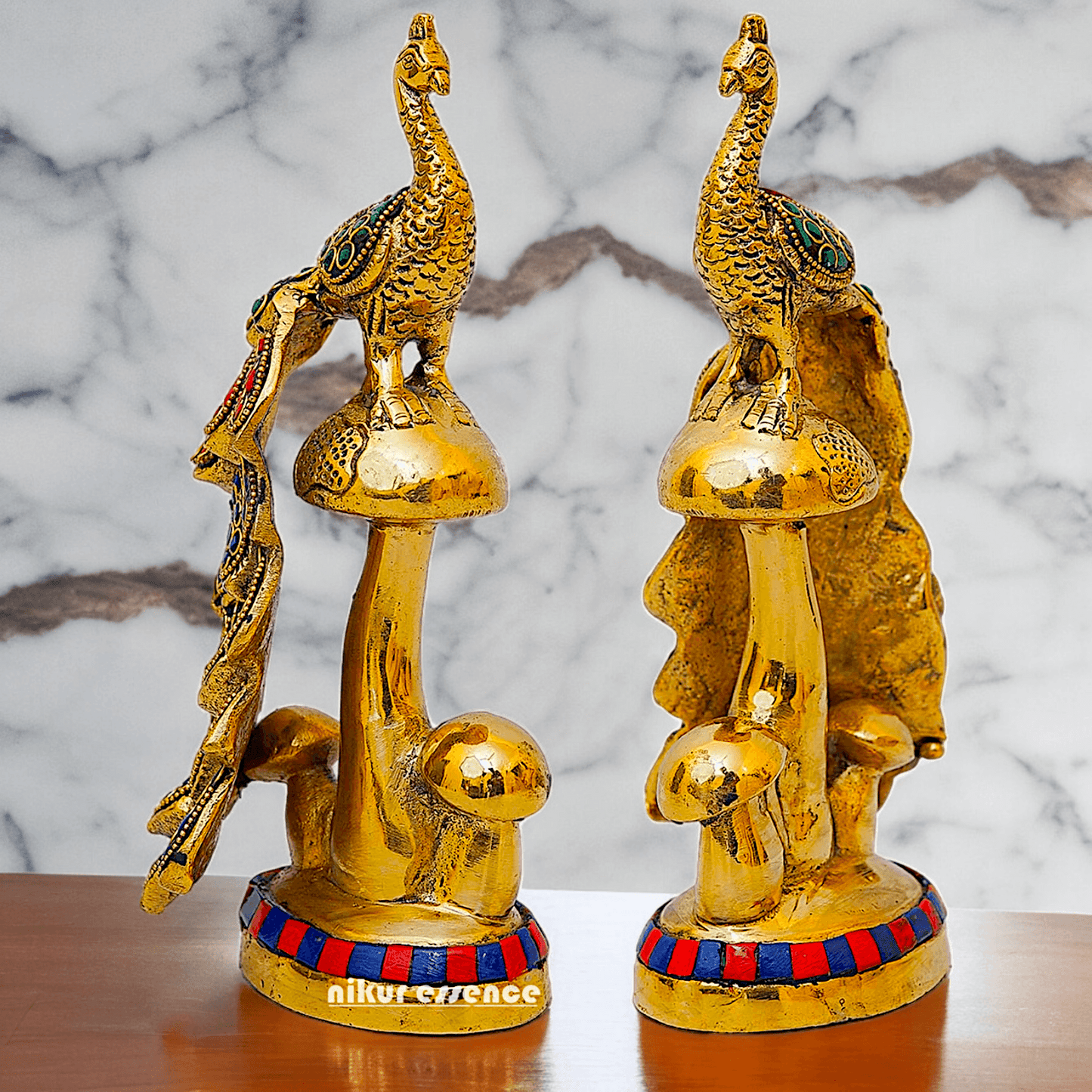 Buy brass 21.6 cm Peacock Statue with Glossy Finish - Elegant Handcrafted Sculpture Nikuressence