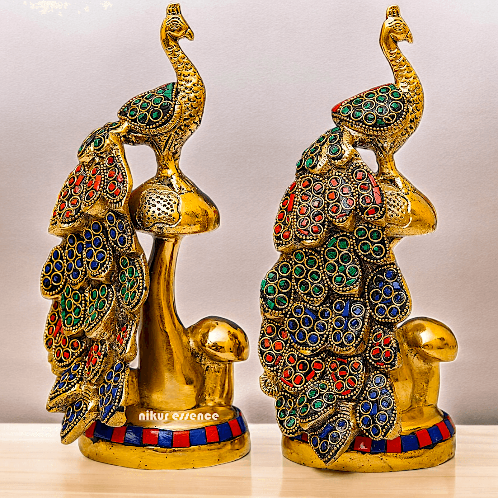 Buy brass 21.6 cm Peacock Statue with Glossy Finish - Elegant Handcrafted Sculpture Nikuressence