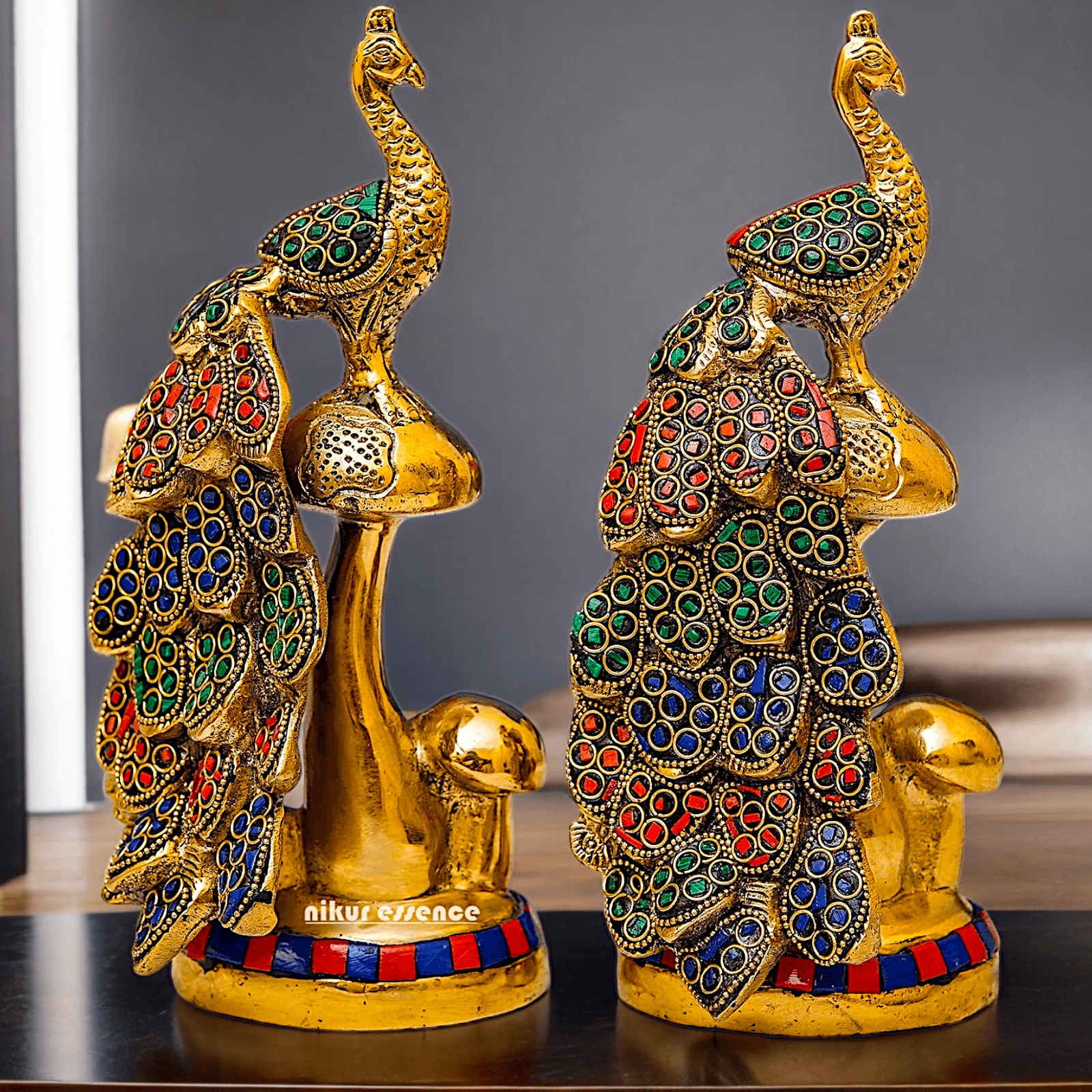 Buy brass 21.6 cm Peacock Statue with Glossy Finish - Elegant Handcrafted Sculpture Nikuressence