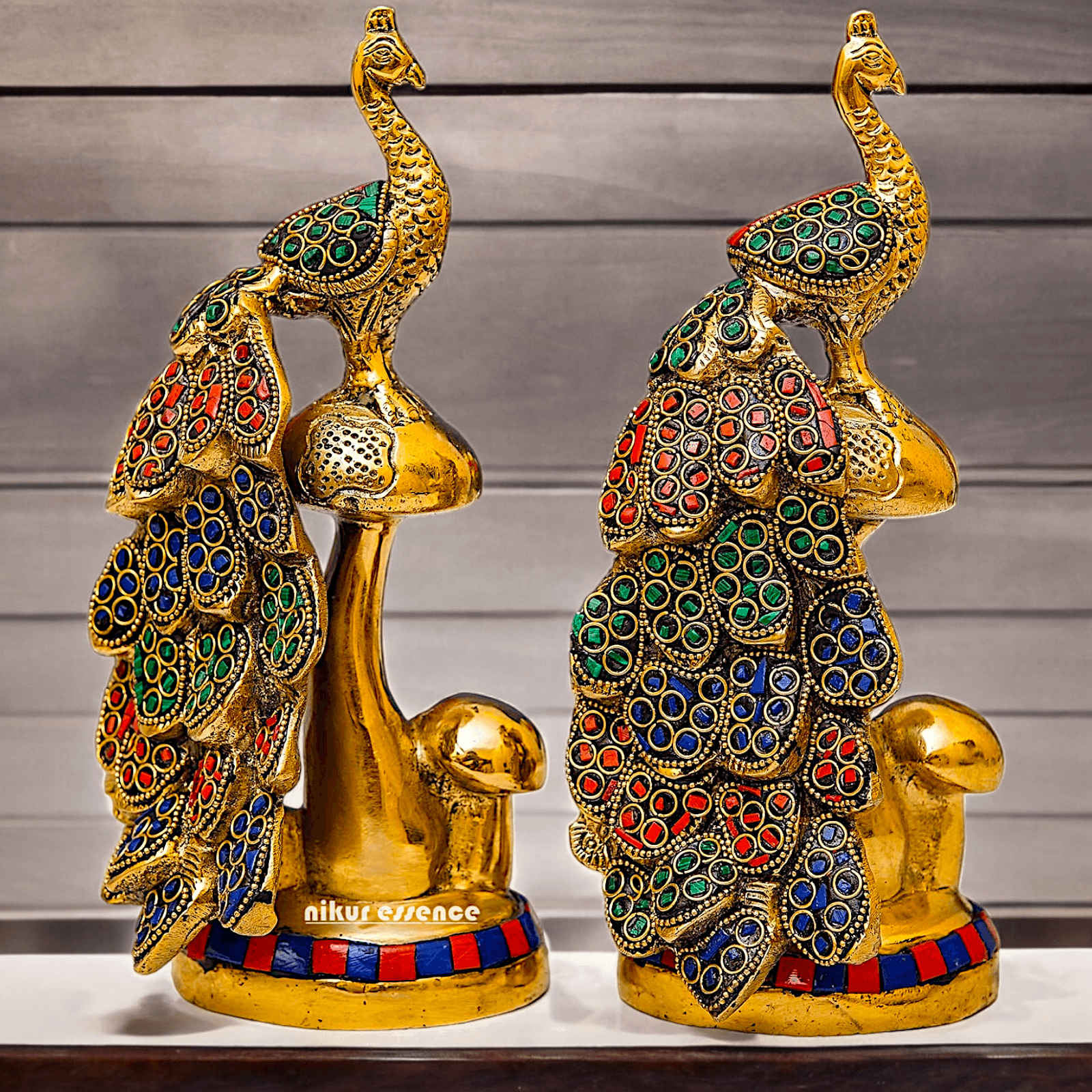 Buy brass 21.6 cm Peacock Statue with Glossy Finish - Elegant Handcrafted Sculpture Nikuressence