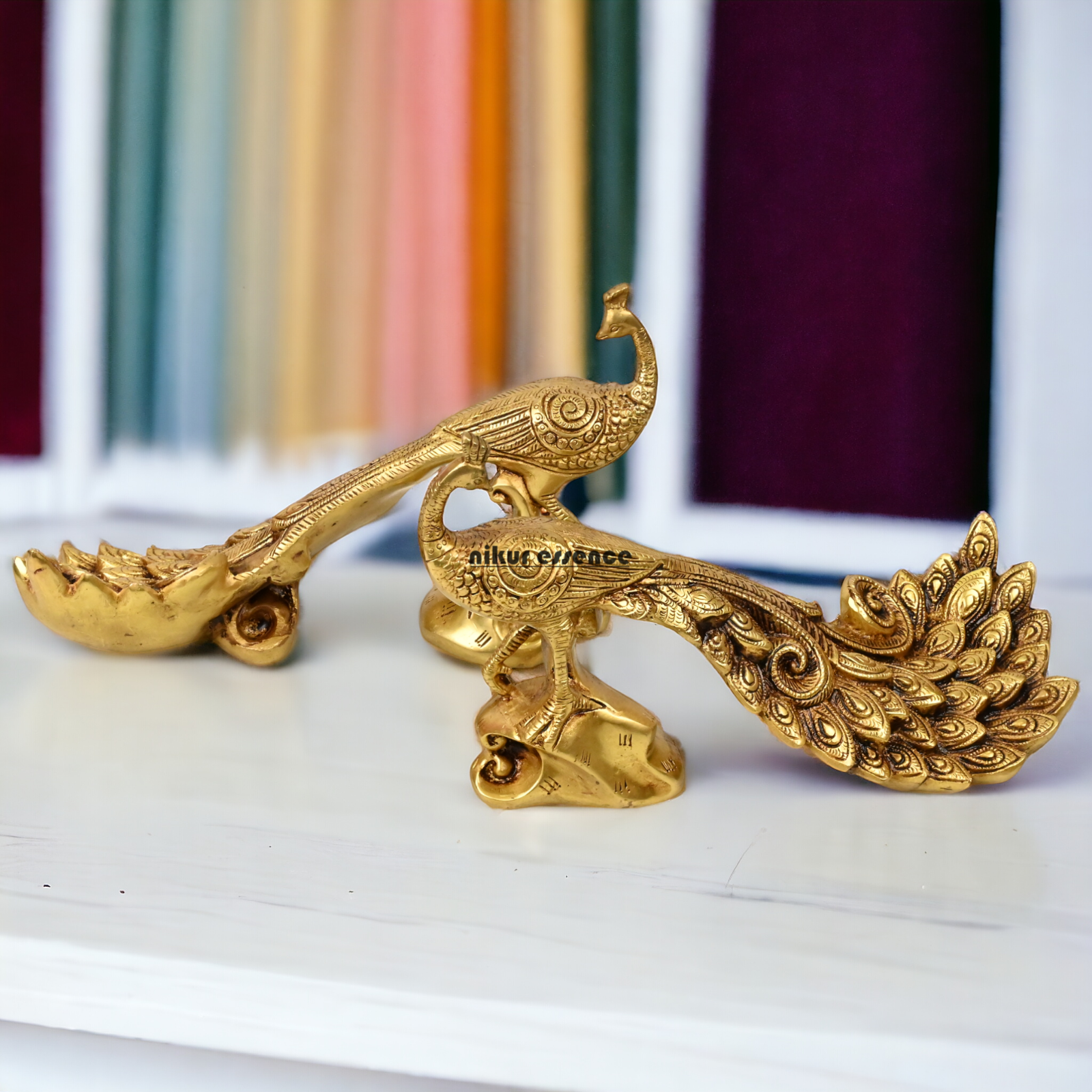 Online Solid Brass Peacock Statue by Nikur Essence - 12 inch Nikuressence