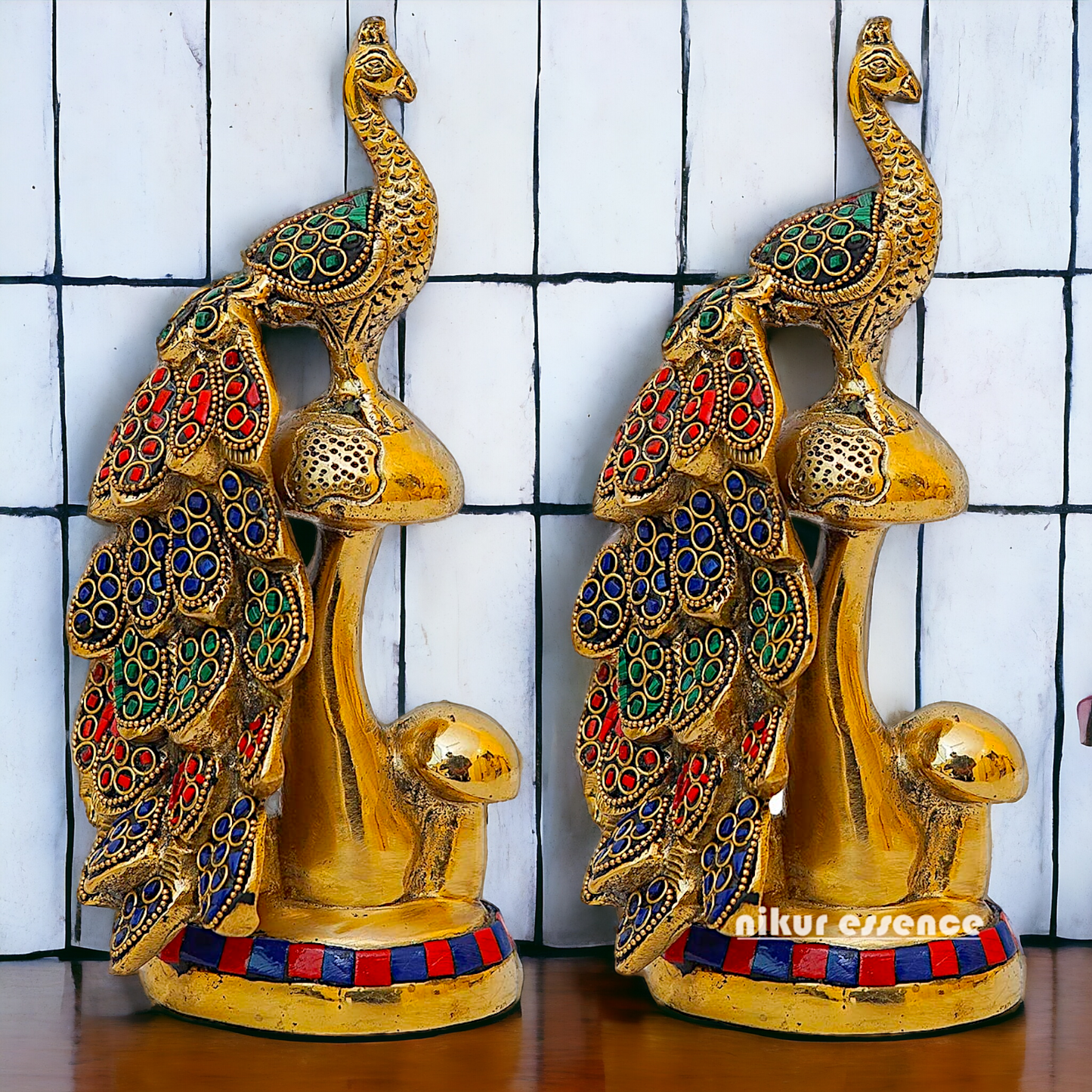 Buy online Brass A Pair of Peacock Statue Nikuressence