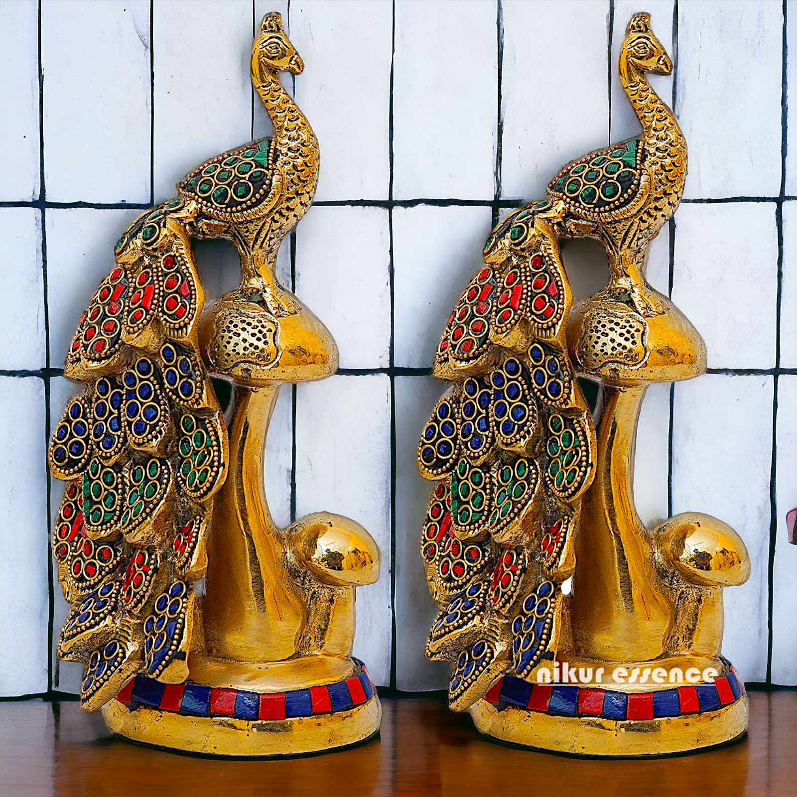 Buy online Brass A Pair of Peacock Statue Nikuressence