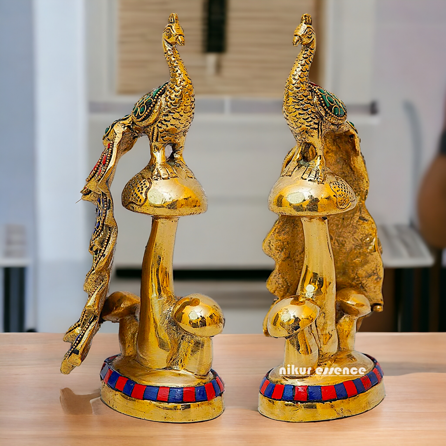 Buy online Brass A Pair of Peacock Statue Nikuressence