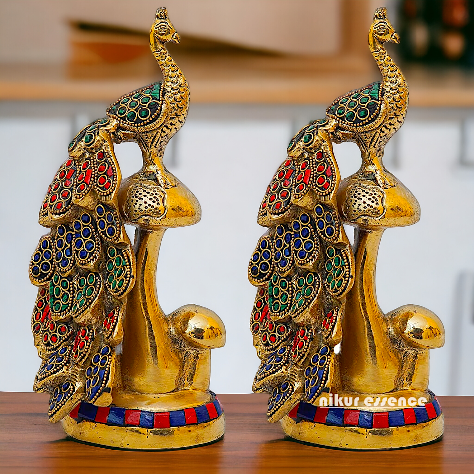 Buy online Brass A Pair of Peacock Statue Nikuressence