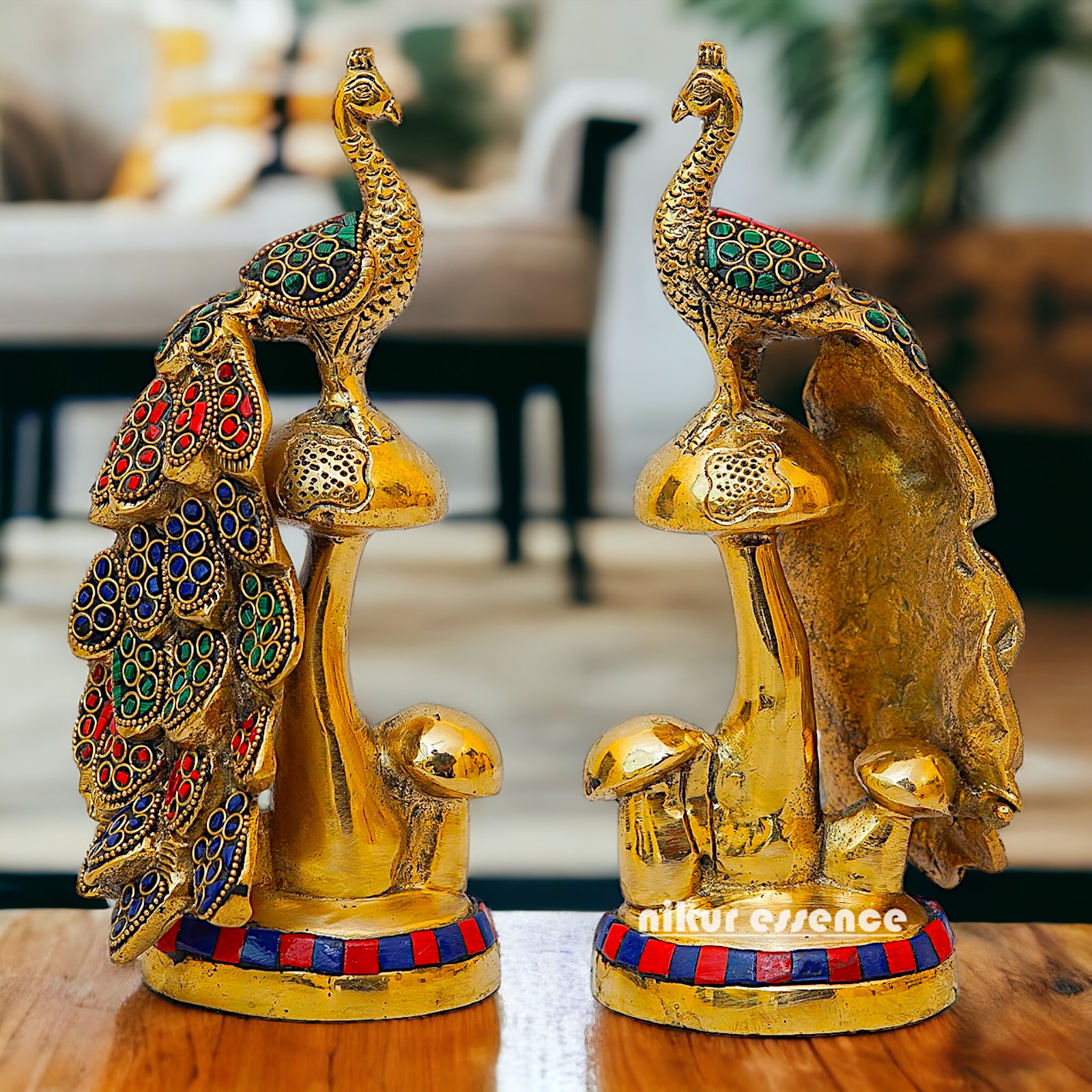 Buy online Brass A Pair of Peacock Statue Nikuressence