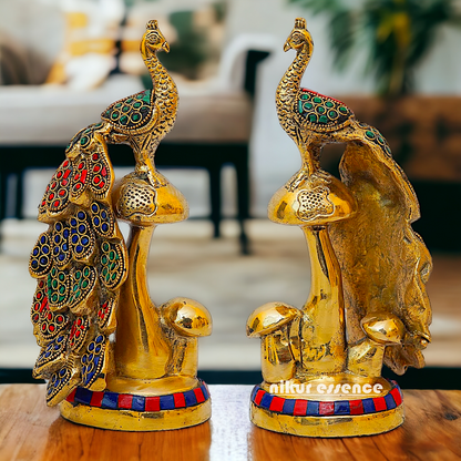 Buy online Brass A Pair of Peacock Statue Nikuressence