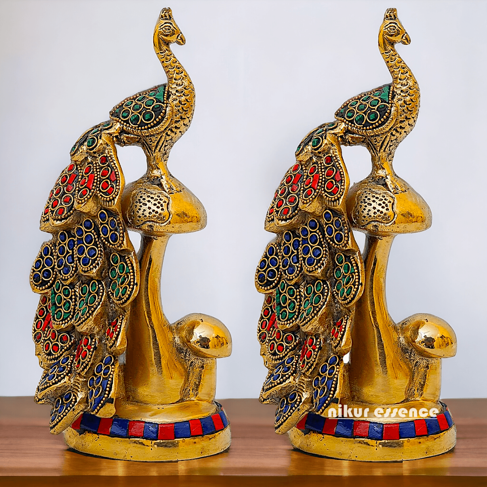 Buy online Brass A Pair of Peacock Statue Nikuressence