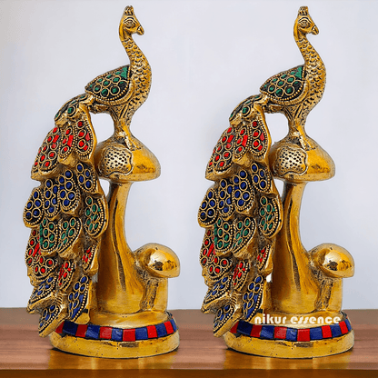 Buy online Brass A Pair of Peacock Statue Nikuressence