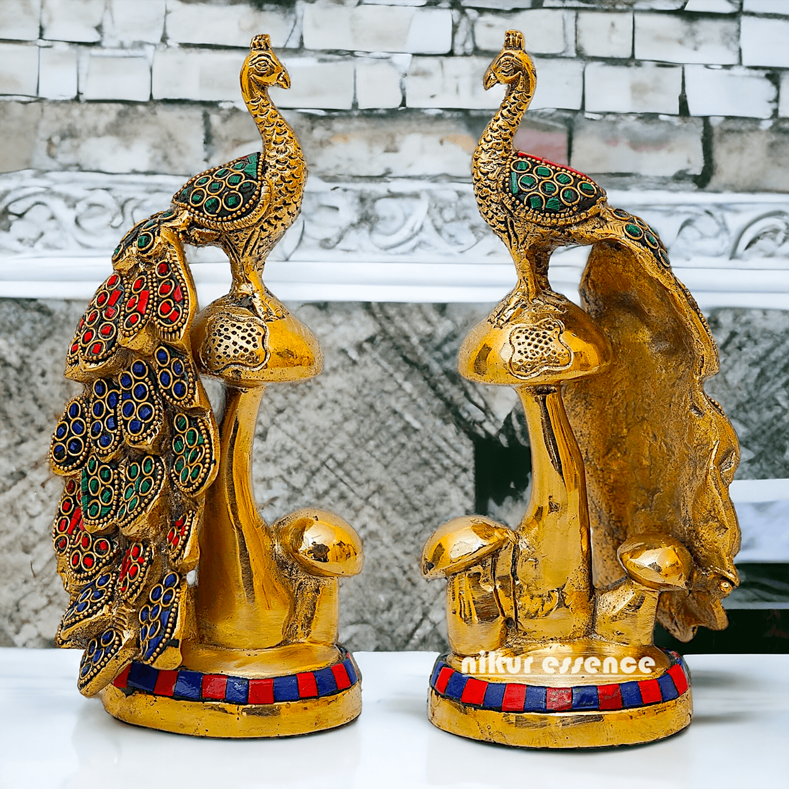 Buy online Brass A Pair of Peacock Statue Nikuressence