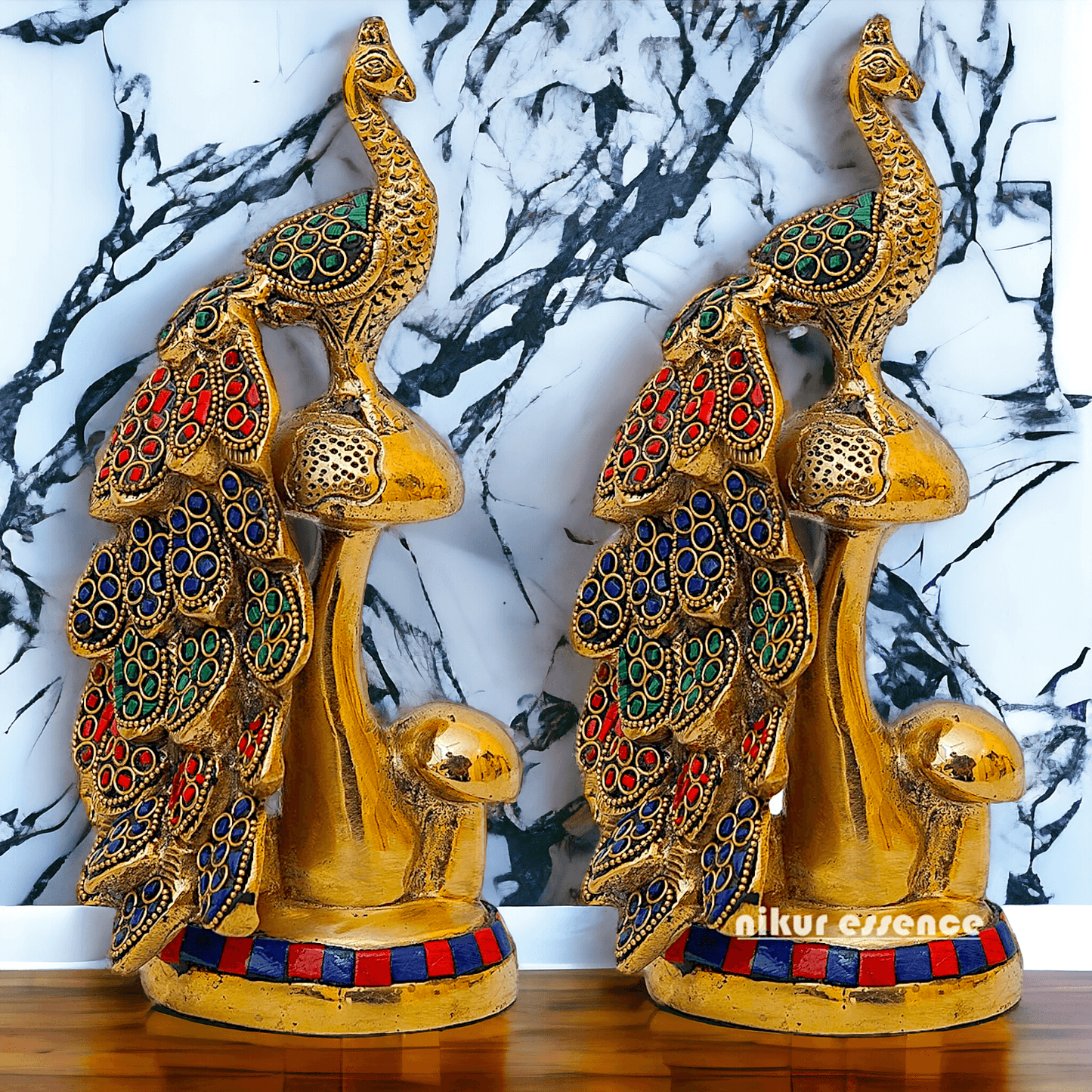 Buy online Brass A Pair of Peacock Statue Nikuressence