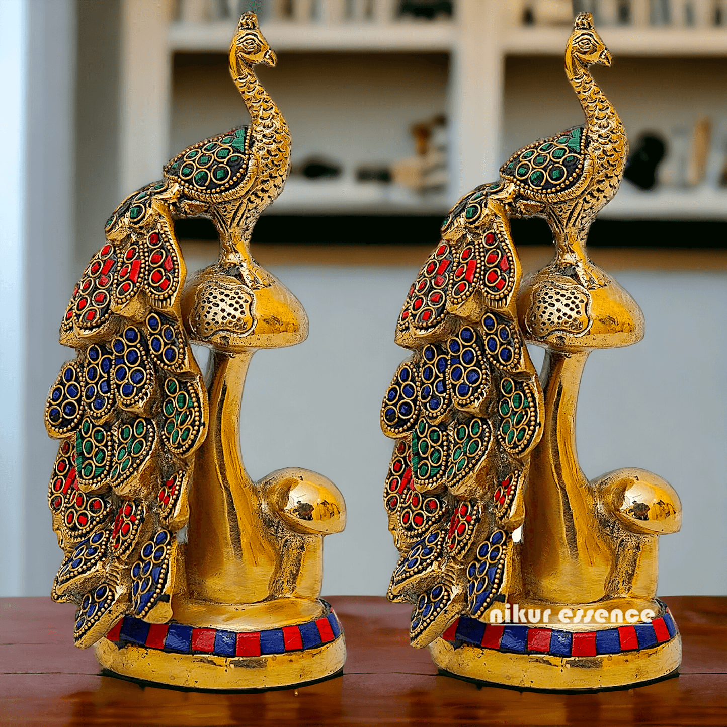 Buy online Brass A Pair of Peacock Statue Nikuressence