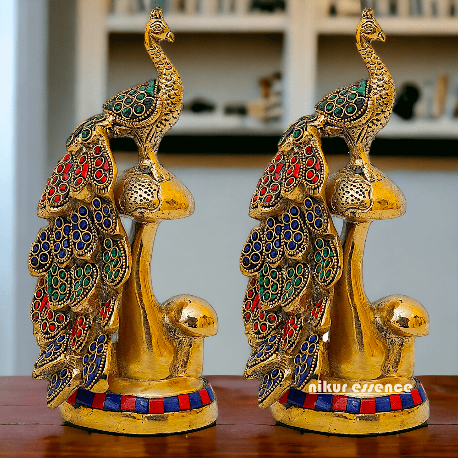 Buy online Brass A Pair of Peacock Statue Nikuressence