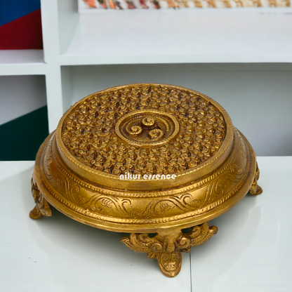 Solid Brass Pooja Chowki by Nikur Essence - 7 inch Nikuressence