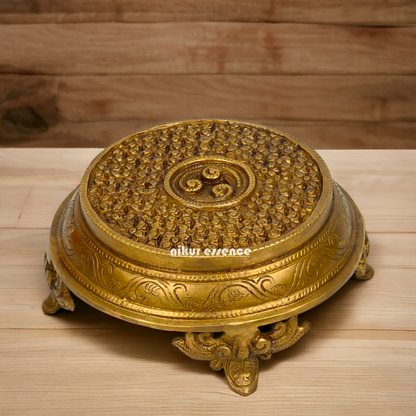 Solid Brass Pooja Chowki by Nikur Essence - 7 inch Nikuressence
