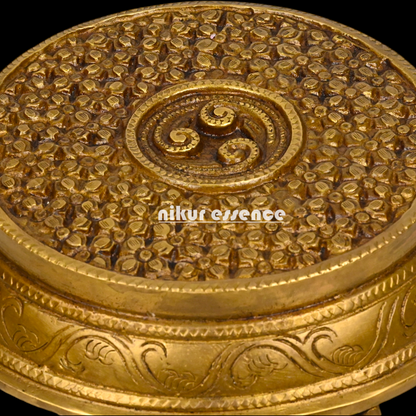 Solid Brass Pooja Chowki by Nikur Essence - 7 inch Nikuressence