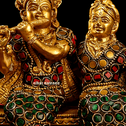 Small Brass Radha Krishna | Small Radha Krishna | Radha Krishna Sitting on Sofa | small size Nikuressence