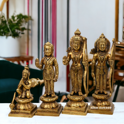 Solid Brass Ram Darbar Set statue Ram Lakshman Sita Hanuman by Nikur Essence - 12 inches Nikuressence