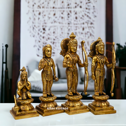 Solid Brass Ram Darbar Set statue Ram Lakshman Sita Hanuman by Nikur Essence - 12 inches Nikuressence