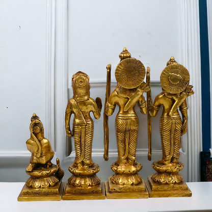 Solid Brass Ram Darbar Set statue Ram Lakshman Sita Hanuman by Nikur Essence - 12 inches Nikuressence