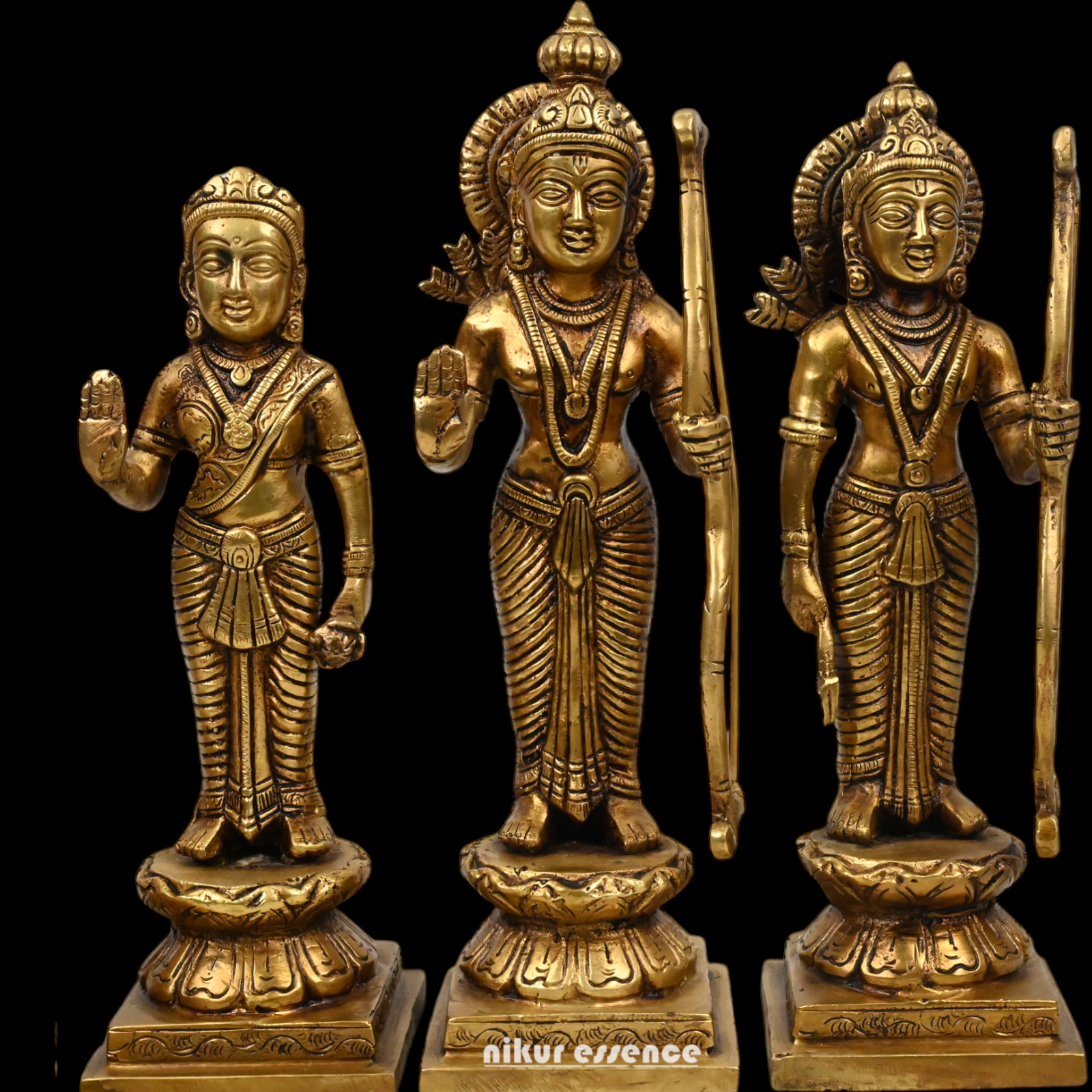 Solid Brass Ram Darbar Set statue Ram Lakshman Sita Hanuman by Nikur Essence - 12 inches Nikuressence