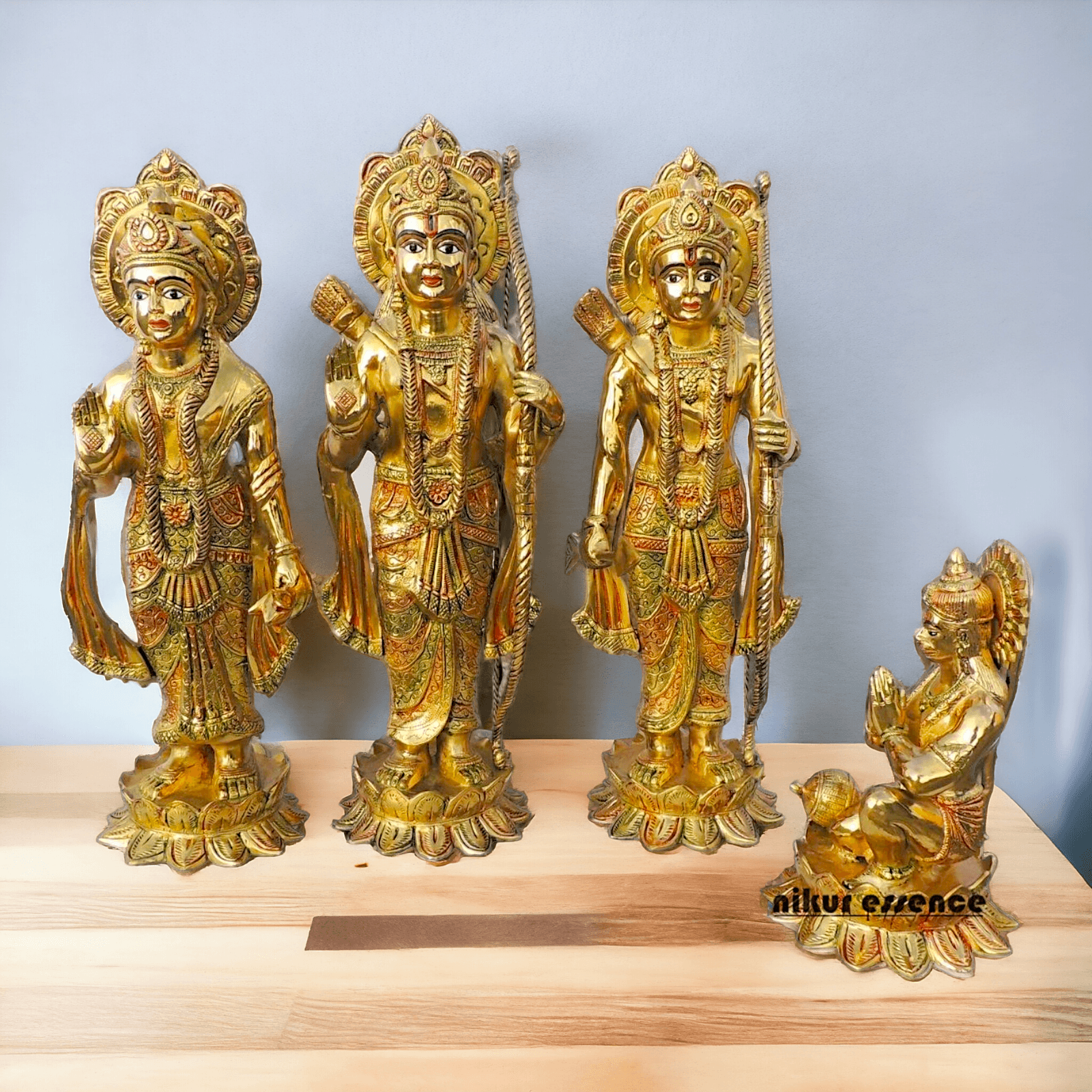 Brass Ram darbaar Idol Statue - Lord Ram , Sita and Lakshman Nikuressence