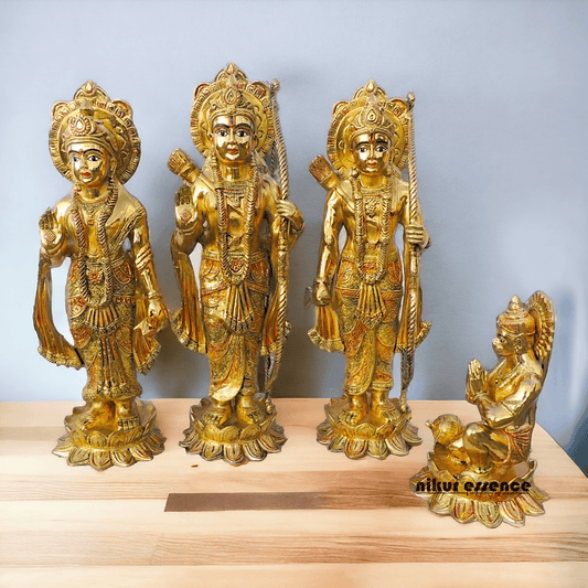 Brass Ram darbaar Idol Statue - Lord Ram , Sita and Lakshman Nikuressence