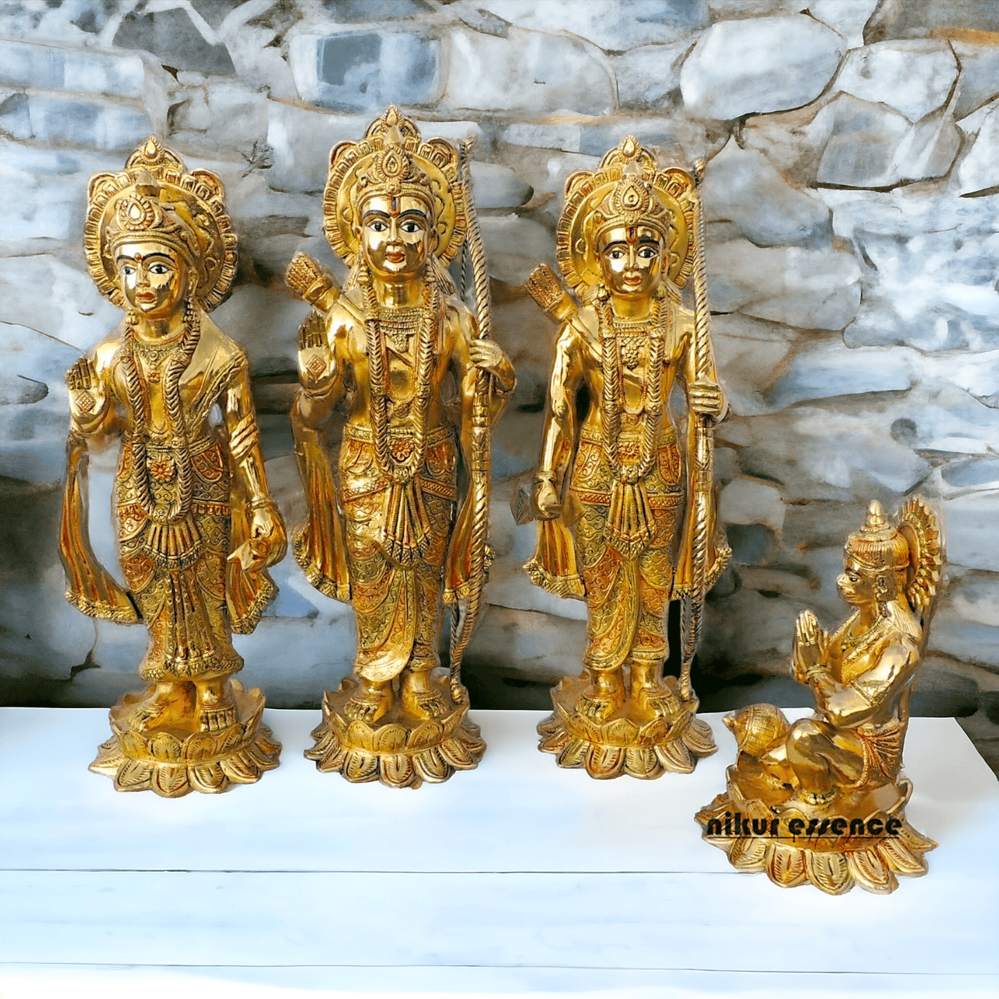 Brass Ram darbaar Idol Statue - Lord Ram , Sita and Lakshman Nikuressence