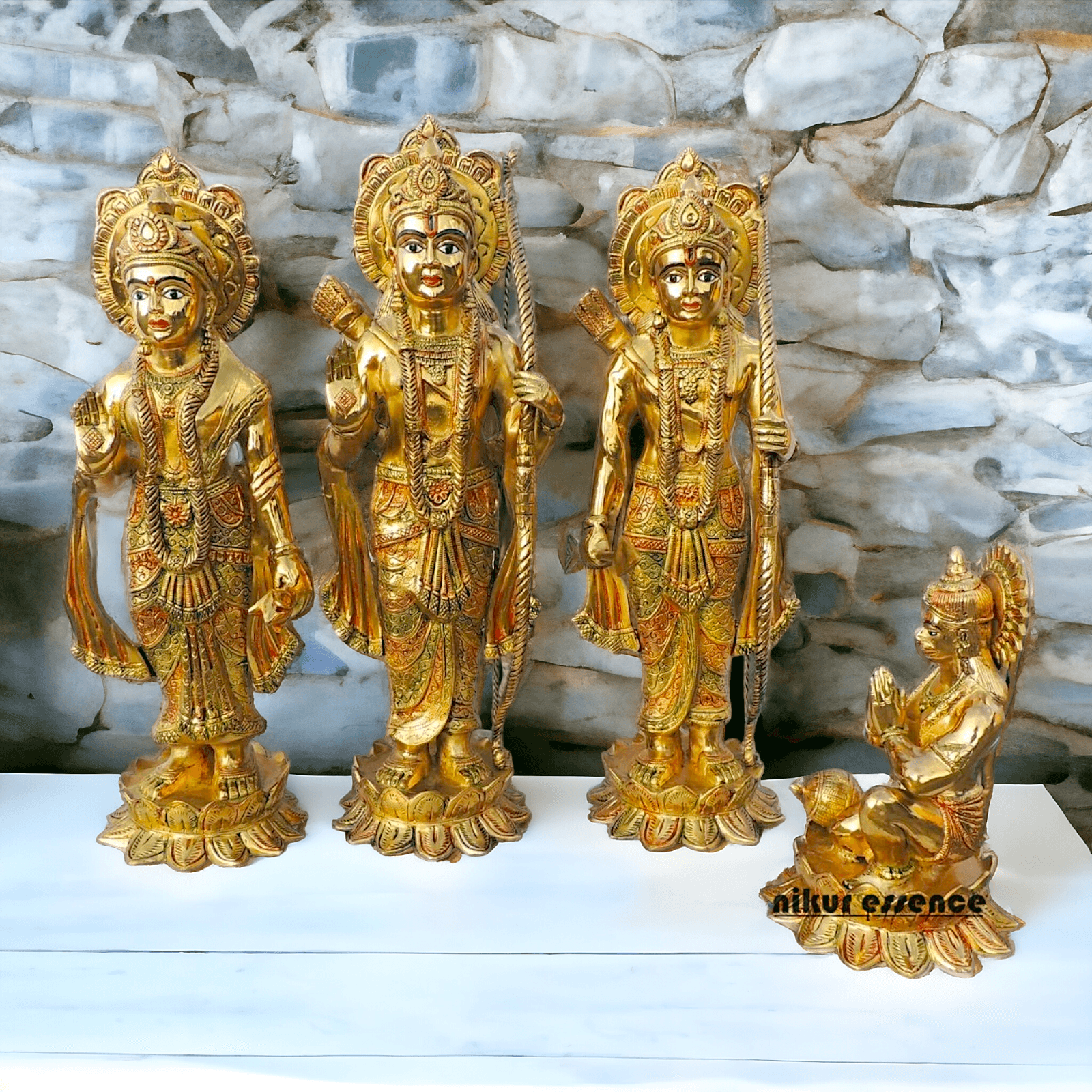 Brass Ram darbaar Idol Statue - Lord Ram , Sita and Lakshman Nikuressence