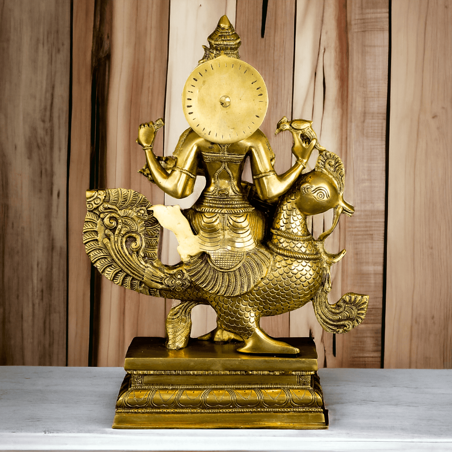 Pure Brass Saraswati Sitting on Swan Figurine - Hindu Goddess of Knowledge, Arts, and Wisdom, Handcrafted Decorative Statue for Home Altar or Office Nikuressence