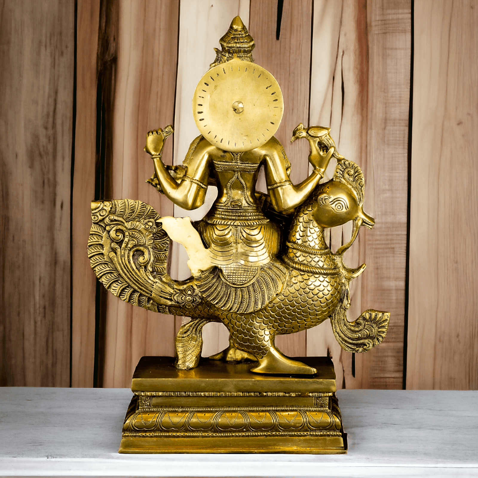 Pure Brass Saraswati Sitting on Swan Figurine - Hindu Goddess of Knowledge, Arts, and Wisdom, Handcrafted Decorative Statue for Home Altar or Office Nikuressence