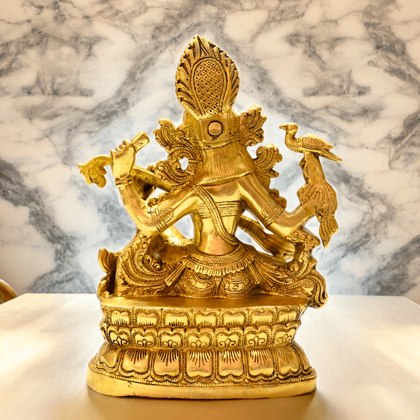 Buy Brass Saraswati Idol 28 cm , Elegant Brass Sculpture of Goddess Saraswati Nikuressence