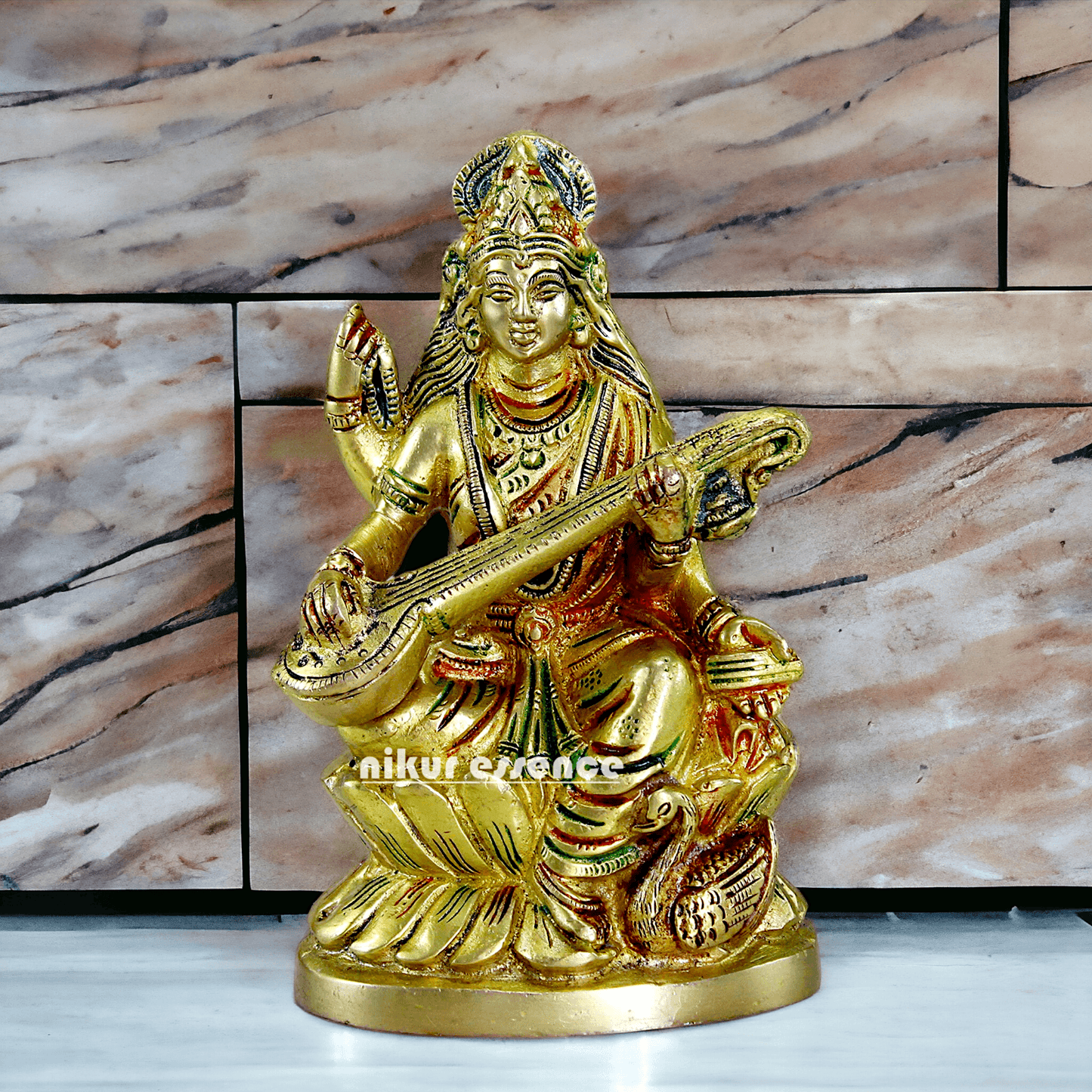 Brass Saraswati Maa Murti Idol 24.7 cm Nikuressence