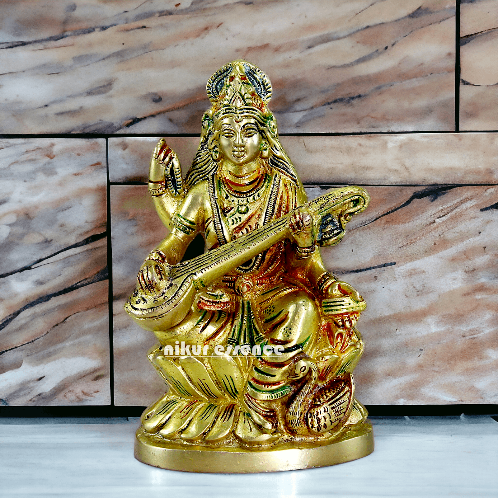 Brass Saraswati Maa Murti Idol 24.7 cm Nikuressence