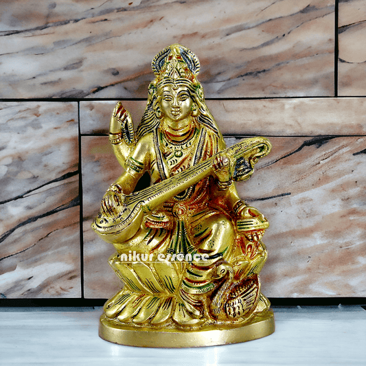 Brass Saraswati Maa Murti Idol 24.7 cm Nikuressence