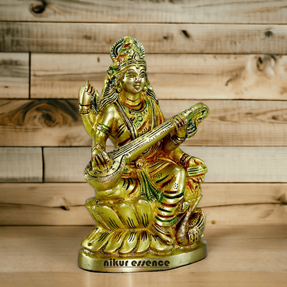 Brass Saraswati Maa Murti Idol 24.7 cm Nikuressence